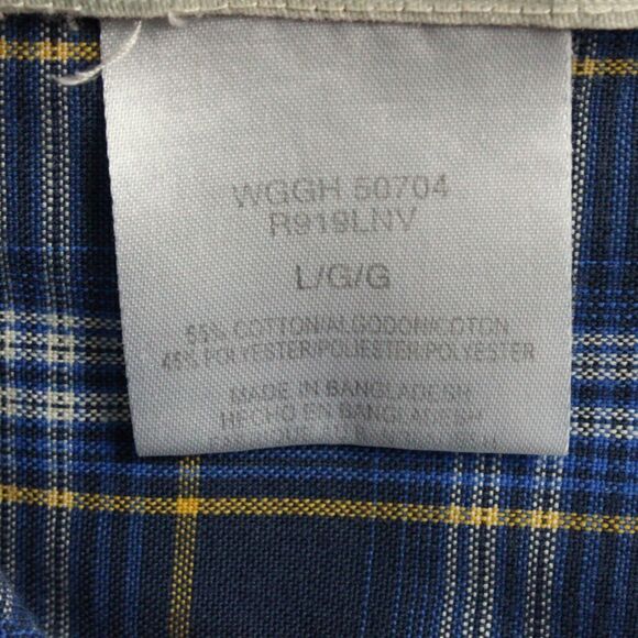 Wrangler Rugged Wear Shirt Mens Large Blue Plaid Long Sleeve Western Fit - Picture 4 of 8